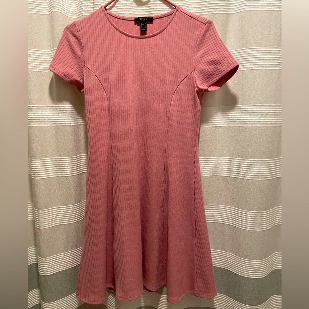 F21 pink ribbed stretch dress